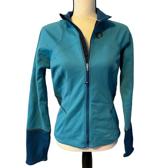 Pearl Izumi Blue Softshell Run Full Zip Athletic Jacket Pockets Size M - Picture 2 of 8
